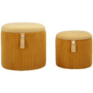 Bolzano Ensemble 2 poufs avec rangement jaune moutarde...