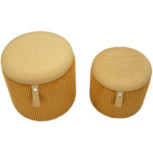 Bolzano Ensemble 2 poufs avec rangement jaune moutarde...