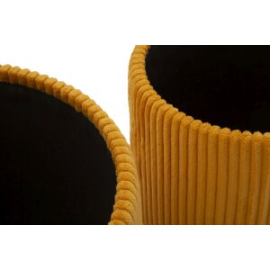 Bolzano Ensemble 2 poufs avec rangement jaune moutarde 38x38cm & 32x28cm