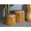 Bolzano Ensemble 2 poufs avec rangement jaune moutarde 38x38cm & 32x28cm
