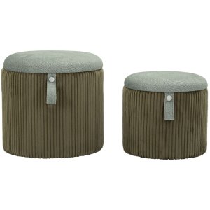 Bolzano Ensemble 2 poufs vert Ø38x38 cm et...