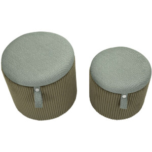 Bolzano Ensemble 2 poufs vert Ø38x38 cm et...