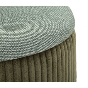 Bolzano Ensemble 2 poufs vert Ø38x38 cm et Ø32x28 cm avec rangement