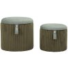 Bolzano Ensemble 2 poufs vert Ø38x38 cm et Ø32x28 cm avec rangement