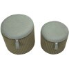 Bolzano Ensemble 2 poufs vert Ø38x38 cm et Ø32x28 cm avec rangement