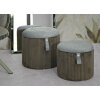Bolzano Ensemble 2 poufs vert Ø38x38 cm et Ø32x28 cm avec rangement