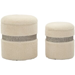 Saint-Moritz Ensemble 2 poufs avec rangement Crème...