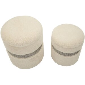 Saint-Moritz Ensemble 2 poufs avec rangement Crème...