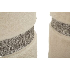 Saint-Moritz Ensemble 2 poufs avec rangement Crème Ø40x47 cm Ø32x38 cm