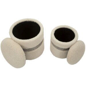 Saint-Moritz Ensemble 2 poufs avec rangement Crème Ø40x47 cm Ø32x38 cm