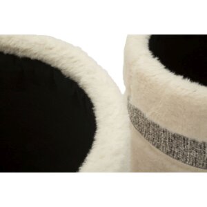 Saint-Moritz Ensemble 2 poufs avec rangement Crème Ø40x47 cm Ø32x38 cm