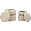 Saint-Moritz Ensemble 2 poufs avec rangement Crème Ø40x47 cm Ø32x38 cm