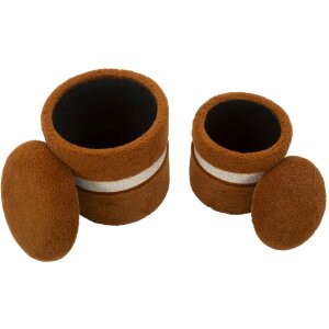 Saint-Moritz Ensemble de 2 tabourets de rangement Ø40x47cm Ø32x38cm marron