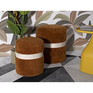 Saint-Moritz Ensemble de 2 tabourets de rangement Ø40x47cm Ø32x38cm marron