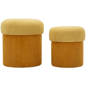 Aspen Ensemble de puffs avec rangement moutarde 2...
