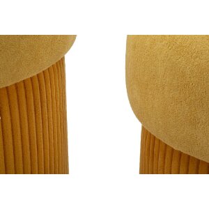Aspen Ensemble de puffs avec rangement moutarde 2 pièces Ø42x44 Ø35x37 cm velours