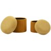 Aspen Ensemble de puffs avec rangement moutarde 2 pièces Ø42x44 Ø35x37 cm velours