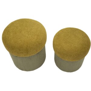 Aspen Ensemble de poufs avec rangement vert 2 pièces Ø42x44cm Ø35x37cm velours polyester