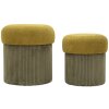 Aspen Ensemble de poufs avec rangement vert 2 pièces Ø42x44cm Ø35x37cm velours polyester