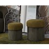 Aspen Ensemble de poufs avec rangement vert 2 pièces Ø42x44cm Ø35x37cm velours polyester