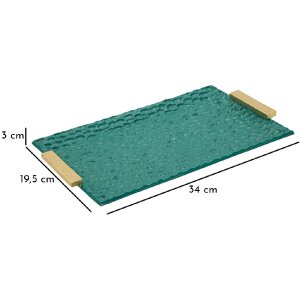 Grent Plateau 34x19,5x3 cm Vert Doré Décoratif