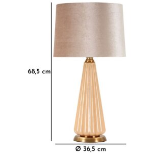 Lampe de table Perly Ø36,5x68,5cm Verre Or Tissu