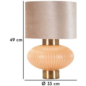Lampe de table Perly Ø33x49 cm Verre, Fer, Nacre et Or
