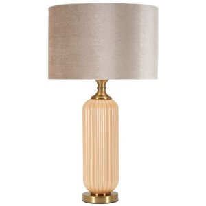Lampe de table Perly pied en verre strié,...