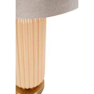 Lampe de table Perly pied en verre strié, abat-jour tissu, nacre et or ø35,5x64cm E27