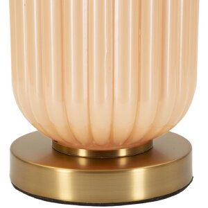 Lampe de table Perly pied en verre strié, abat-jour tissu, nacre et or ø35,5x64cm E27