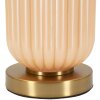 Lampe de table Perly pied en verre strié, abat-jour tissu, nacre et or ø35,5x64cm E27
