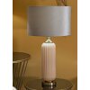 Lampe de table Perly pied en verre strié, abat-jour tissu, nacre et or ø35,5x64cm E27