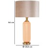 Lampe de table Perly pied en verre strié, abat-jour tissu, nacre et or ø35,5x64cm E27