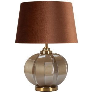Lampe de table Praga verre fer tissu marron doré...