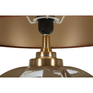 Lampe de table Praga verre fer tissu marron doré 40,5x57cm E27 40W max