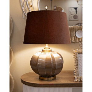 Lampe de table Praga verre fer tissu marron doré 40,5x57cm E27 40W max