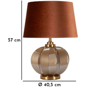 Lampe de table Praga verre fer tissu marron doré 40,5x57cm E27 40W max