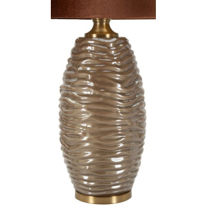 Lampe de table Prague verre fer tissu marron doré...