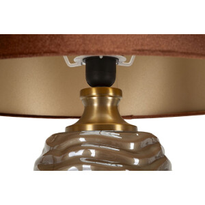 Lampe de table Prague verre fer tissu marron doré 45,5x79cm E27 40W max