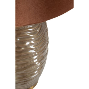Lampe de table Prague verre fer tissu marron doré 45,5x79cm E27 40W max