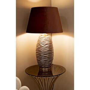 Lampe de table Prague verre fer tissu marron doré 45,5x79cm E27 40W max