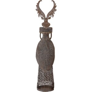 Clayre & Eef Renne en Métal Marron-Gris 81 cm avec Cœur Vintage