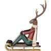 Clayre & Eef Figurine Décorative Cerf sur Luge 27x10x31 cm