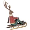 Clayre & Eef Figurine Décorative Cerf sur Luge 27x10x31 cm