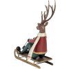 Clayre & Eef Figurine Décorative Cerf sur Luge 27x10x31 cm