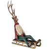 Clayre & Eef Figurine Décorative Cerf sur Luge 30x12x32 cm Marron Beige