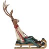 Clayre & Eef Figurine Décorative Cerf sur Luge 30x12x32 cm Marron Beige