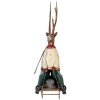 Clayre & Eef Figurine Décorative Cerf sur Luge 30x12x32 cm Marron Beige