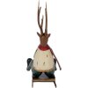 Clayre & Eef Figurine Décorative Cerf sur Luge 30x12x32 cm Marron Beige