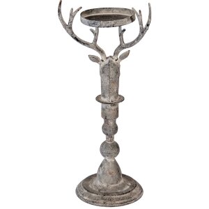 Clayre & Eef 6Y5838 Bougeoir Cerf Gris Antique 17x14x42 cm